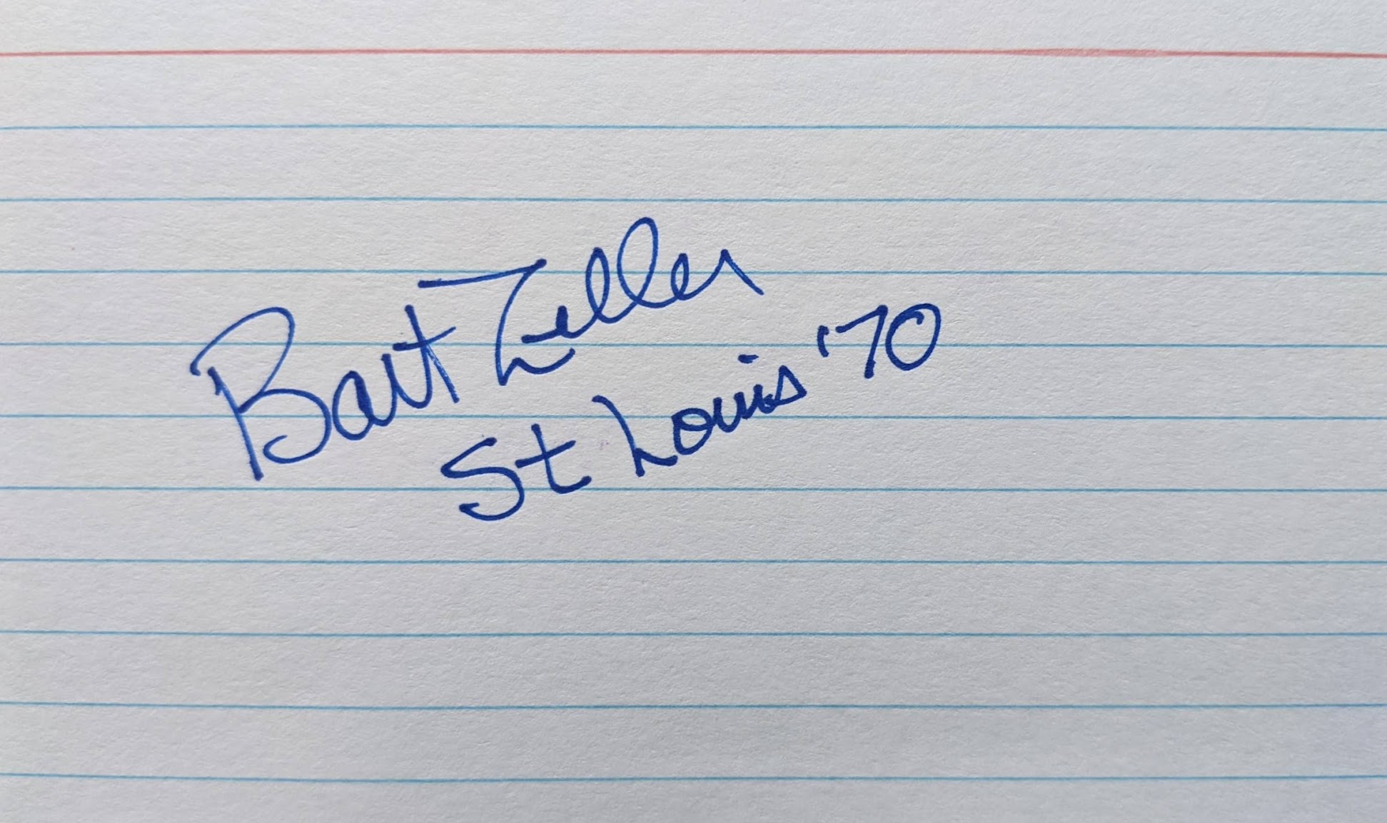 bart zeller signed index card