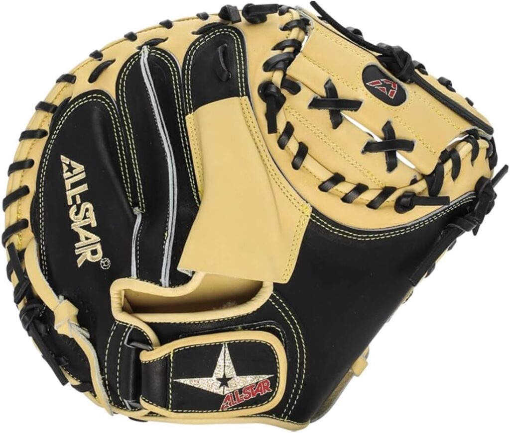 All-Star Pro-Elite Professional Baseball Catching Mitt 34in Tan-Black Back
