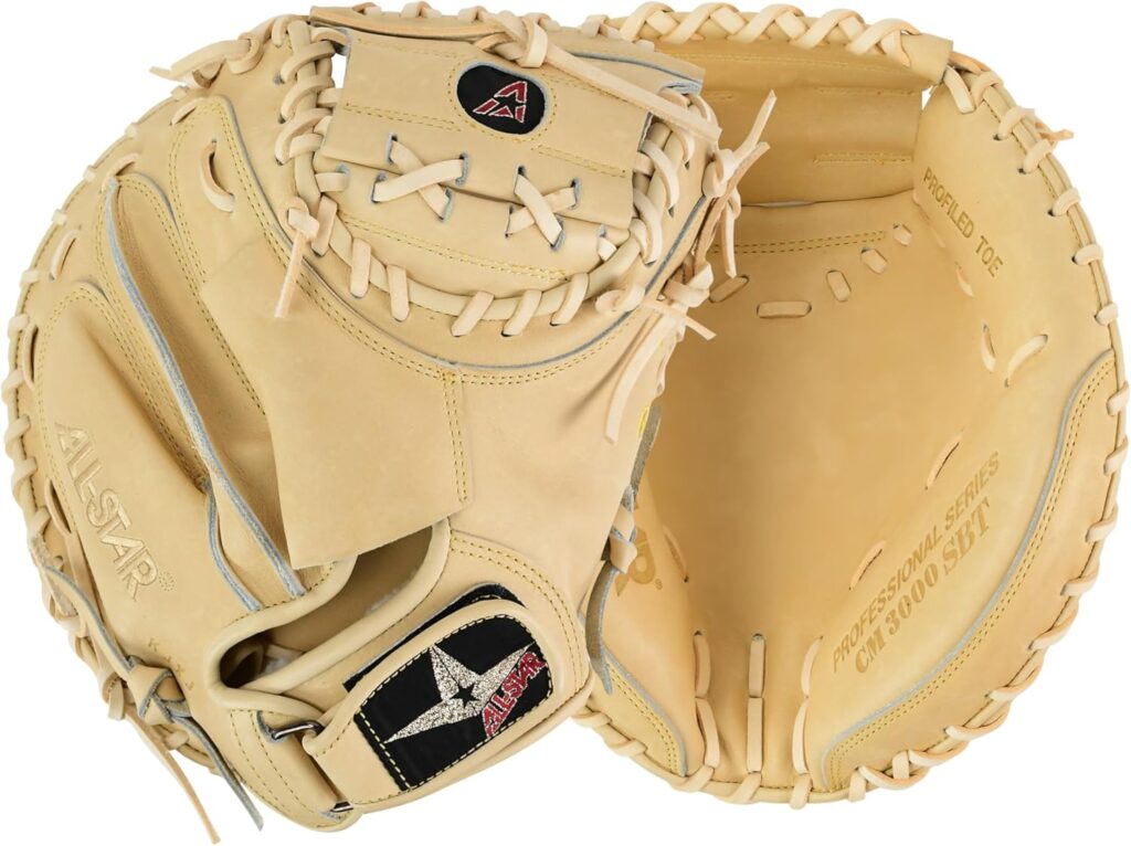 All-Star Pro-Elite Professional Baseball Catching Mitt 34in Tan-TanFront&Back