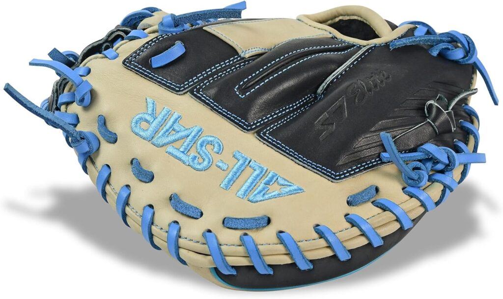 All-Star S7 Elite Catching Mitt Blue BlackTan-Blue Lace 33in Back Fingers