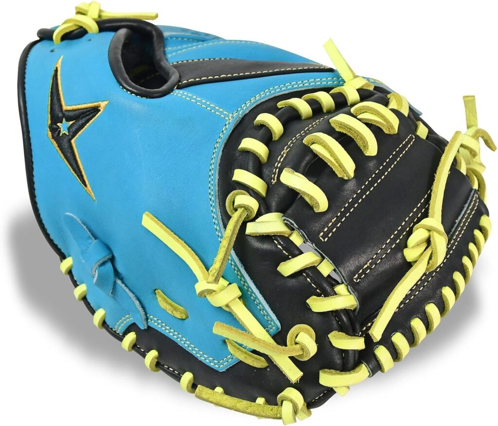 All-Star S7 Elite Pro Travel Baseball Blue-Black-Tan Laces Catcher's Mitt 33in Top Web