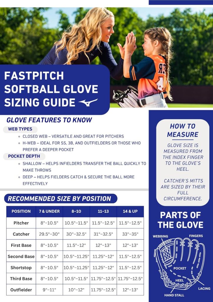 Mizuno Prospect Finch Youth Sizing Chart
