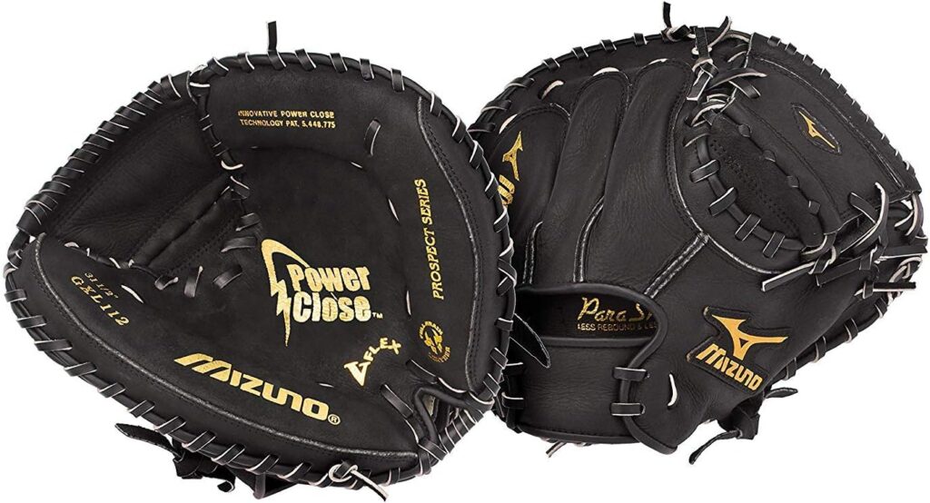 Mizuno Prospect PowerClose Youth Baseball Mitts Black Front&Back