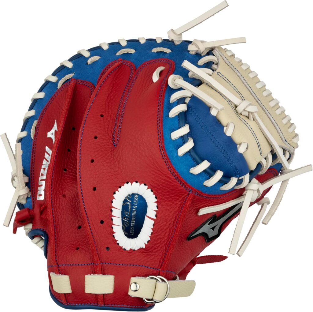 Mizuno Prospect PowerClose Youth Baseball Mitts Red White Blue Back