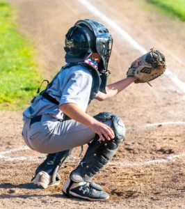 Image of a 12U Under 12 Youth Baseball Catcher.