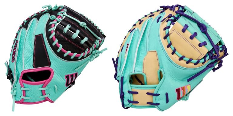 A2K vs A2000 Wilson catchers mitts compared side by side for baseball catchers.