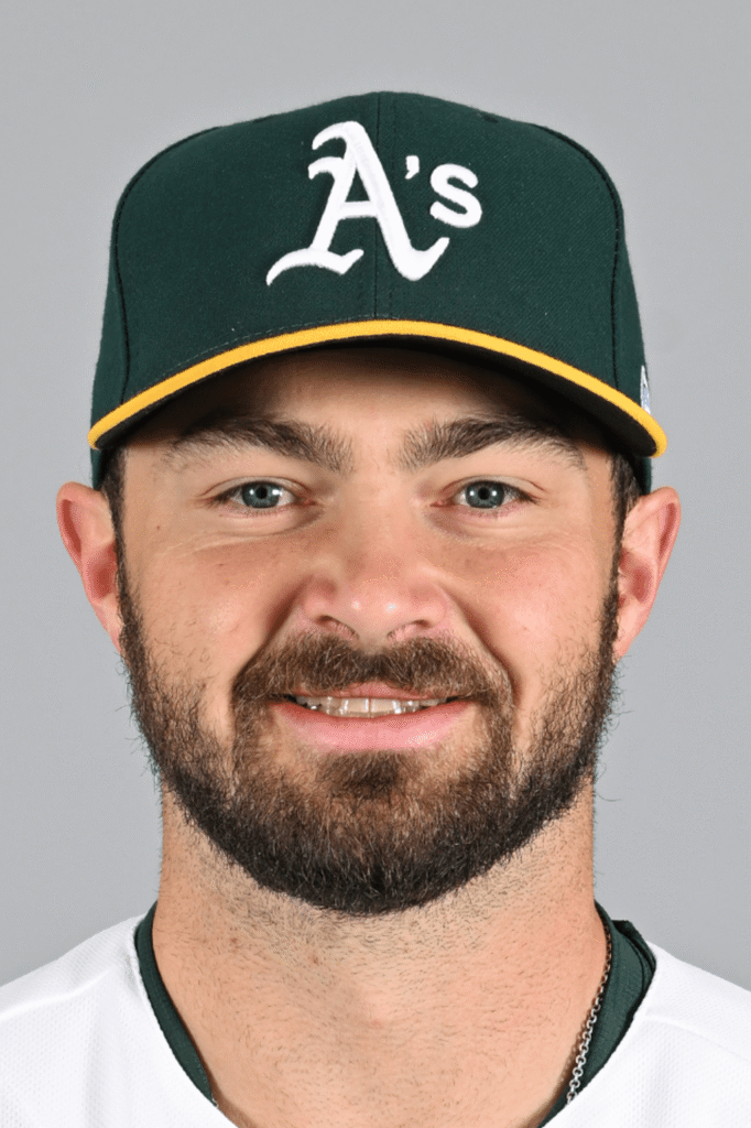 Shea Langeliers AL All-Star starter 2026, Oakland Athletics catcher receiving pitch