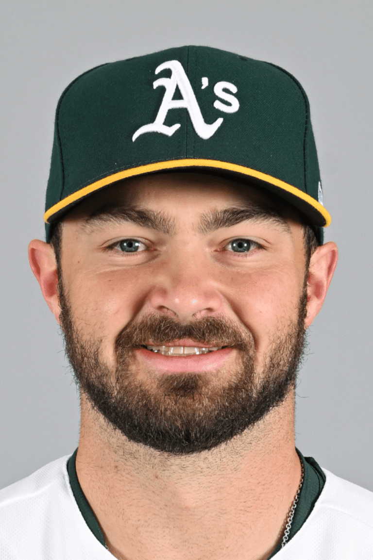 Shea Langeliers AL All-Star starter 2026, Oakland Athletics catcher receiving pitch