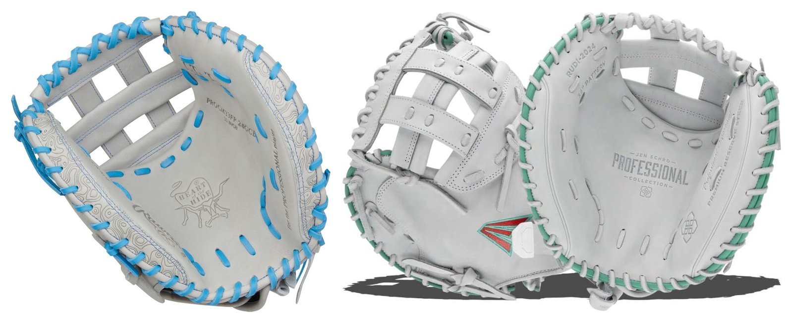 Heart of the Hide vs Jen Schro fastpitch catchers mitts compared side by side