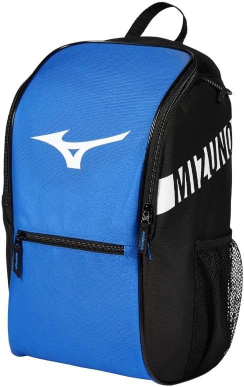 Image of a Royal Blue and Black Mizuno Future Youth Baseball Backpack