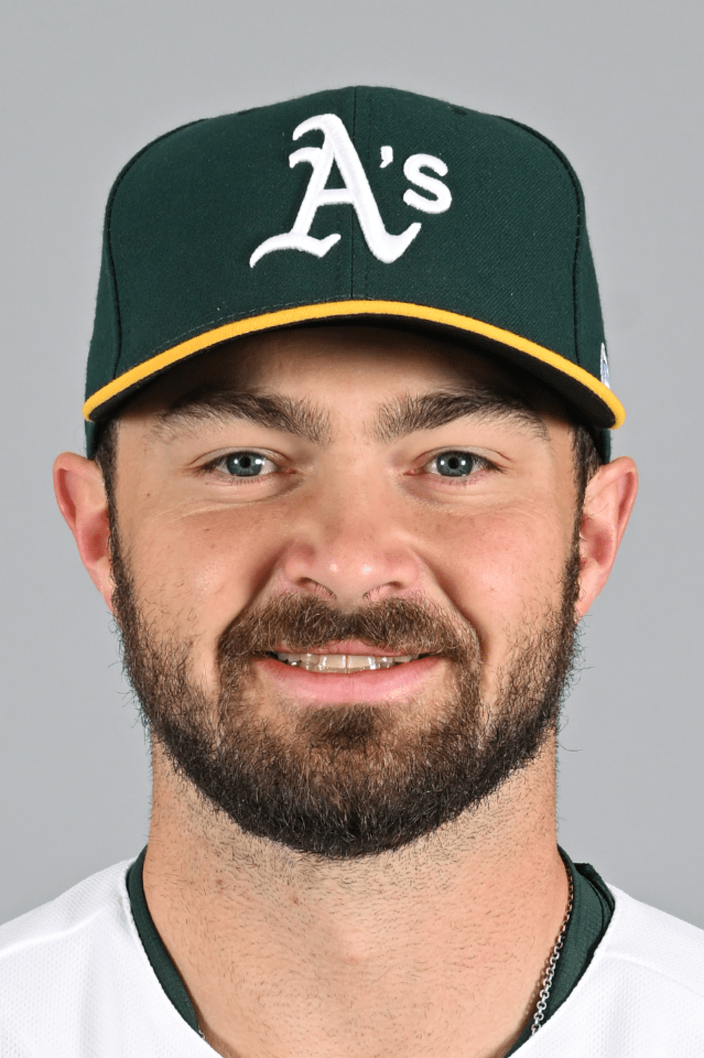 Shea Langeliers Oakland Athletics catcher in full gear at home plate