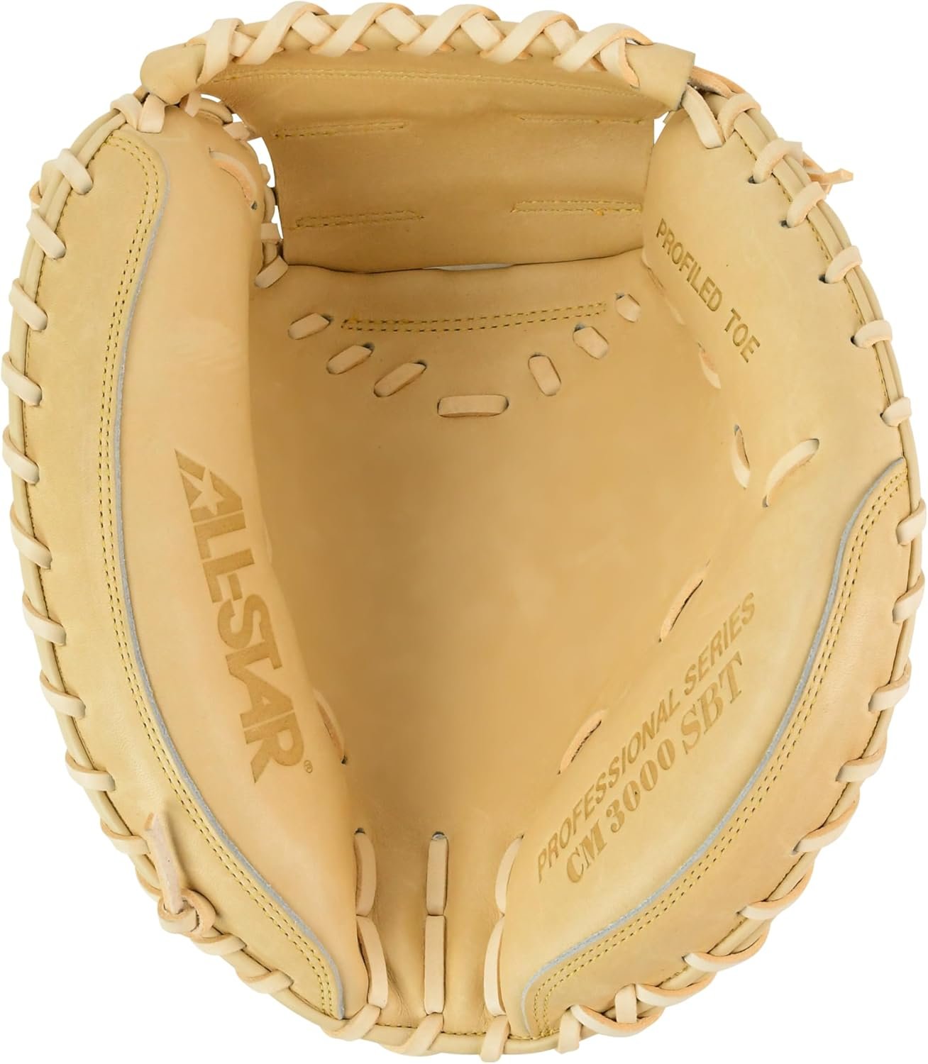 Pocket view of a tan All-Star Pro Elite CM3000 catcher's mitt