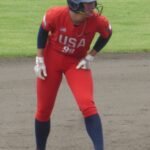 Kayla Kowalik AUSL All-Star Cup catcher for Carolina Blaze in game action