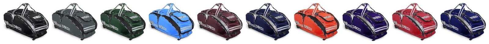 The ten NO E2 colorways in a row: Black, Graphite, Green, Light Blue, Maroon, Navy, Orange, Purple, Red, and Royal