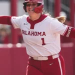 Kendall Wells at the plate in Oklahoma Sooners uniform during her record-setting freshman season