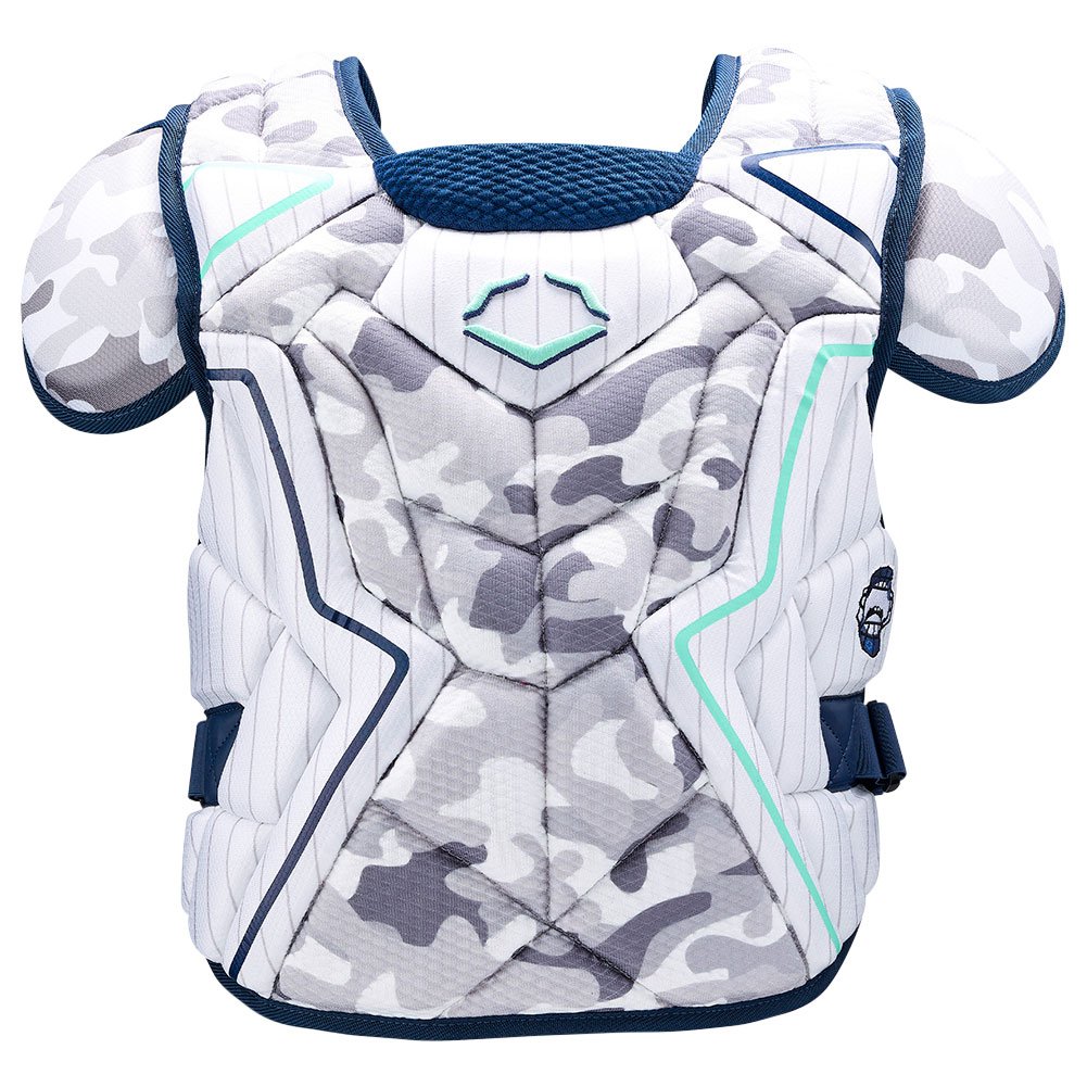 EvoShield limited edition Austin Wells STMNT SRZ adult chest protector in white camo (Play Baseball product photo)