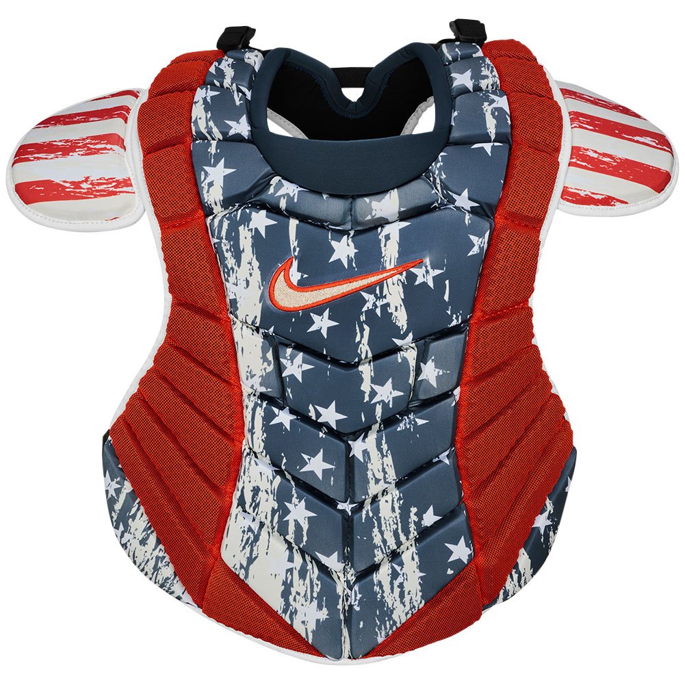 Nike limited edition Energy Elite catcher's chest protector in a stars and stripes colorway (Play Baseball product photo)
